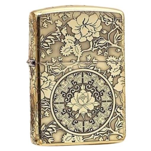 Zippo Brass Hoa Mẫu Đơn - BRC09