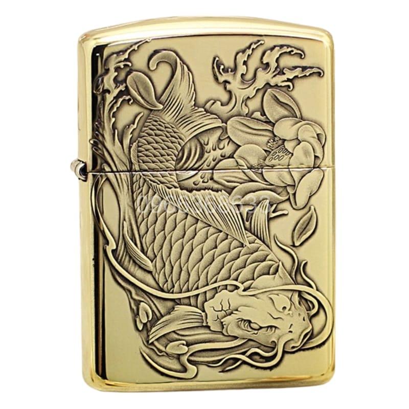 Zippo Brass Cá Chép Ao Sen - BRC16