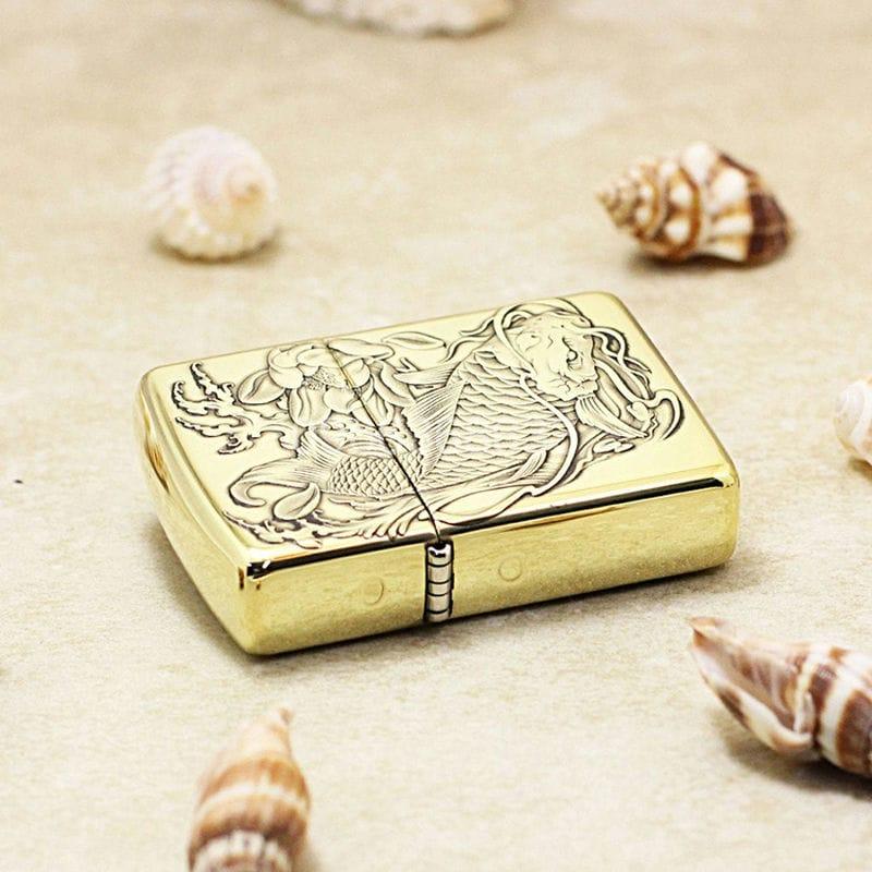 Zippo Brass Cá Chép Ao Sen - BRC16 - Hình ảnh 5