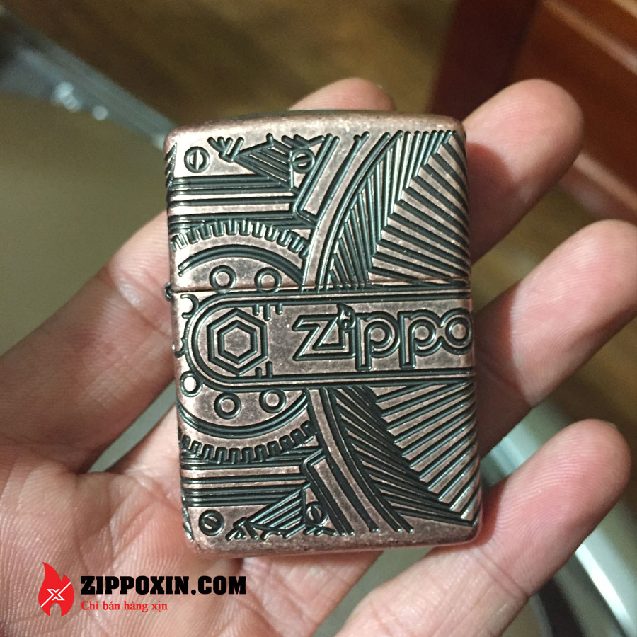 Bật lửa zippo armor Gears Antique Copper 29523-1