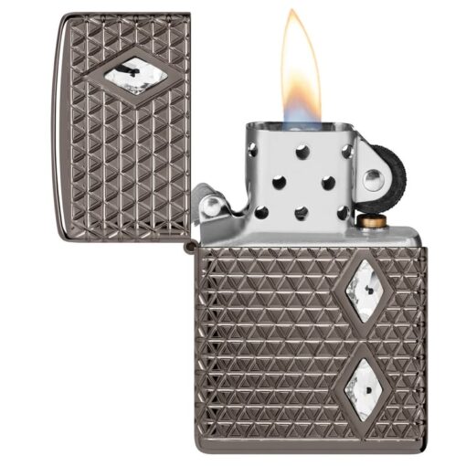 Zippo Armor MultiCut Diamond Pattern with Crystals Black Ice - 46316 - Hình ảnh 8