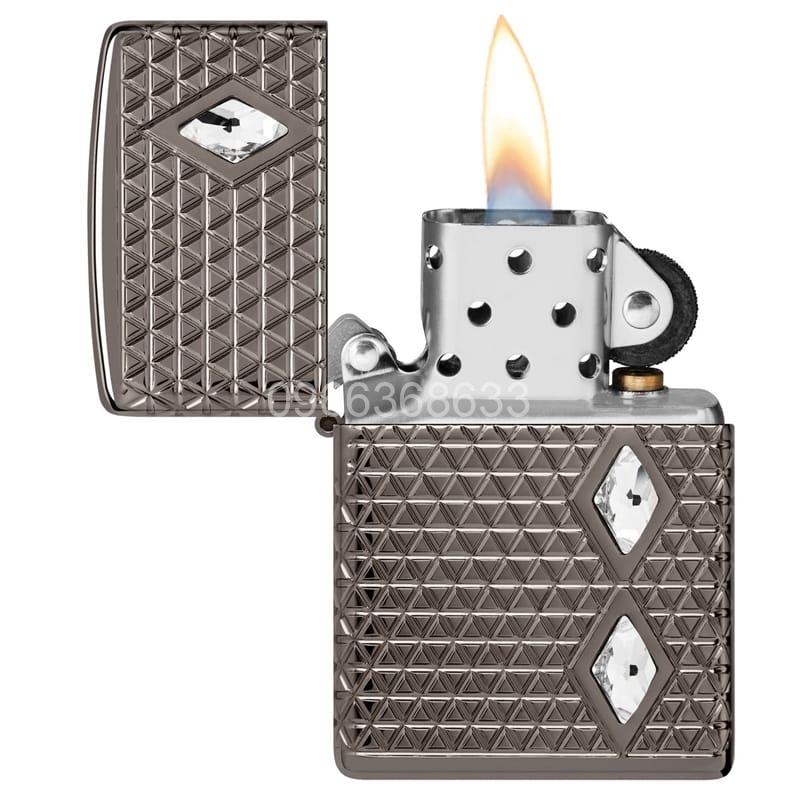 Zippo Armor MultiCut Diamond Pattern with Crystals Black Ice - 46316 - Hình ảnh 8