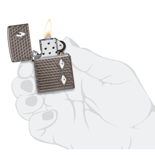 Zippo Armor MultiCut Diamond Pattern with Crystals Black Ice - 46316 - Hình ảnh 9