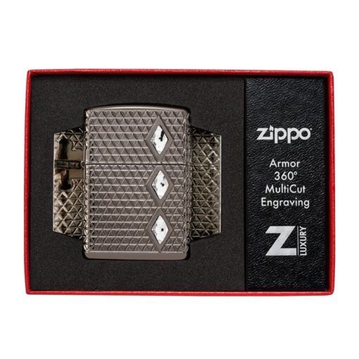 Zippo Armor MultiCut Diamond Pattern with Crystals Black Ice - 46316 - Hình ảnh 10