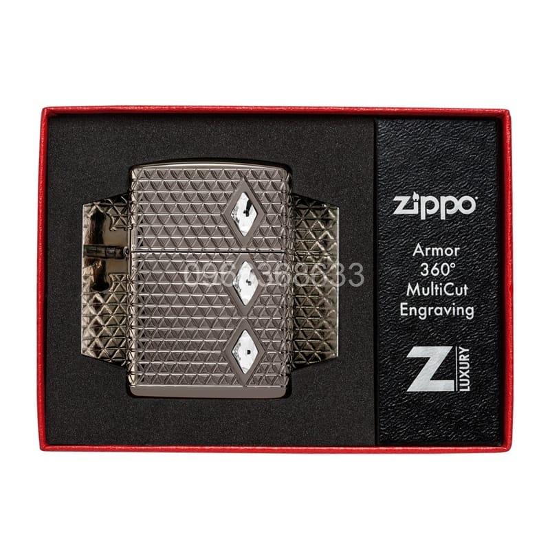 Zippo Armor MultiCut Diamond Pattern with Crystals Black Ice - 46316 - Hình ảnh 10