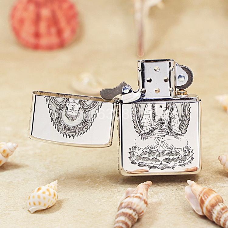 Zippo Bạc Nguyên Khối Khắc Phật Như Lai - STL01 - Hình ảnh 2