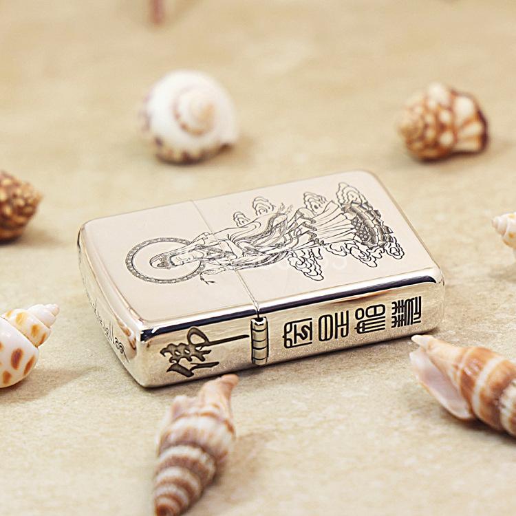 Zippo Bạc Nguyên Khối Khắc Quán Thế Âm Bồ Tát - STL02 - Hình ảnh 4