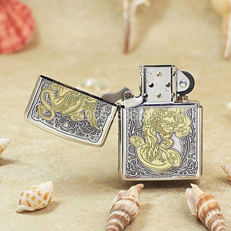Zippo Silver Plated Two-Tone Lucky Pixiu - OD20 - Hình ảnh 4