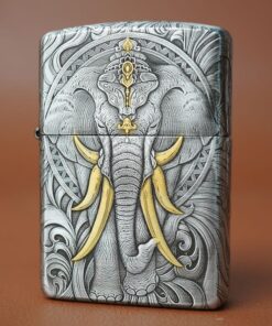 Zippo Silver Plated Two-Tone Six-tusk Elephant - OD23