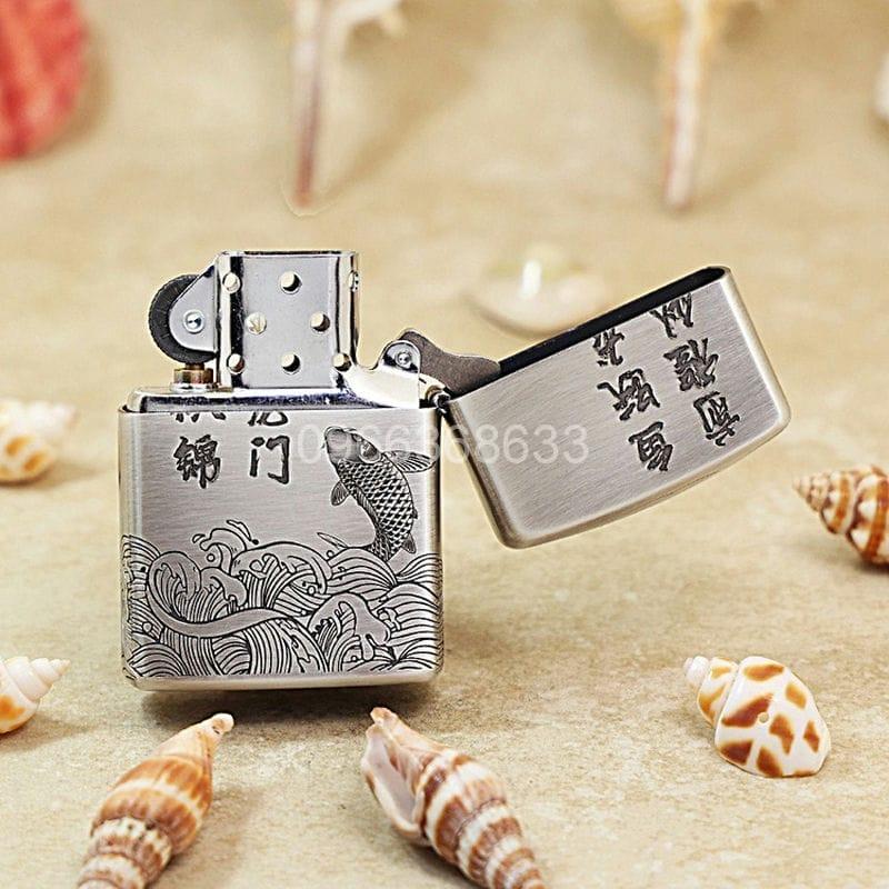 Zippo Smoked Silver Gold-plated Fish Leaping into the Dragon Gate - OD17 - Hình ảnh 5
