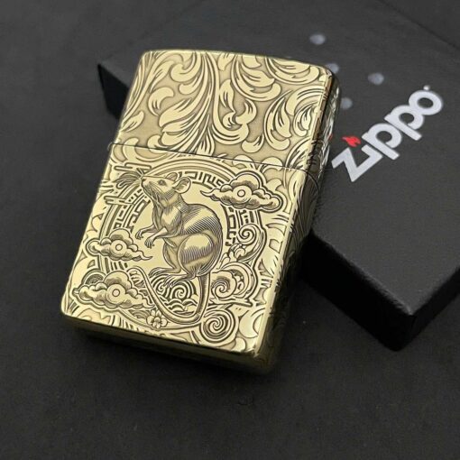 Zippo Brass 12 con giáp năm Tí - Chuột