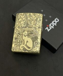 Zippo Brass 12 con giáp năm Mão - Mèo